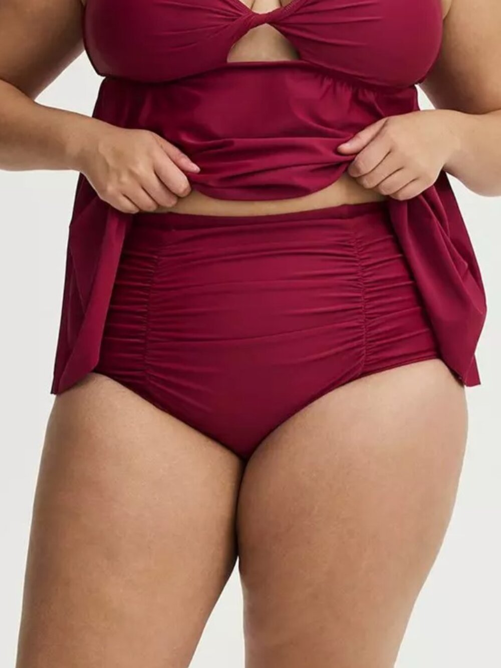 ❤️NWT TORRID RUCHED PLUM SWIM BOTTOM MESH TUMMY CONTROL - HIGH WAIST - PLUS SIZE